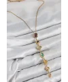 Pirinç Renkli Zirkon Taşlı Model Gold Renk 7 Element Kadın Y Kolye