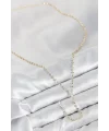 Pirinç Zirkon Taşlı Gold Renk Kadın Y Kolye