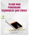 Powerbank 10000 mAh – Çift USB Çıkışlı Type-C Girişli Şık Beyaz Tasarım