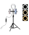 PULUZ 1.1M Çift Telefon tutucu 6.2CM Led Işık Stand YoutuberCanlı Yayın Selfie TikTok Makeup-(5775)