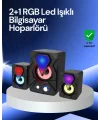 RGB LED Işıklı 2.1 USB Oyun Hoparlörü Derin Bas ve Net Ses