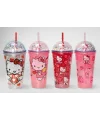 Sevimli Hello Kitty Işıklı Pipetli Boncuklu Suluk & Bardak 400 Ml Alk3145
