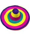 Sombrero Meksika Şapkası Renkli Örme Hasır Yetişkin Boy