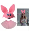 Tavşan Kostümü Pembe - 23 Nisan Tavşan Şapka Ve Tütü Etek Seti 2 Parça