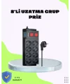 Termal Korumalı 8 Prizli 3 USB’li Uzatma Kablosu