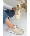 Tone Bej Cilt Bağcıklı Spor Ayakkabı