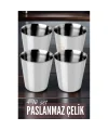 Turk Çelik Bardak Seti 4 Adet Fazio Giacinto Design