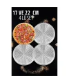 Turk Delikli Pizza Lahmacun Tepsisi Çelik 17 ve 22 CM 4 lü SET