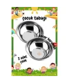 Turk Derin Çocuk Tabağı Güvenli Kenarlı Çelik 2 Adet 16 cm