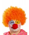 Turuncu Renk Kıvırcık Afro Bonus Peruk Takma Saç Ve Kırmızı Burun Seti