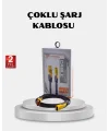 USB-C USB-A 4’ü 1 Arada Örgülü Kablo 65W Hızlı Şarj Metal Uç Dayanıklı