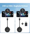 USB+Type-C Apple Kablosuz Wireless Carplay Adaptör Çevirici -Youtube Netflix Tiktok Video Yansıtıcı-(5775)