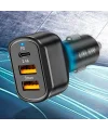 USLİON 30W 2 USB + Type-C Girişli QC3.0 Hızlı Araç Çakmaklık Şarjı-(5775)