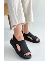 Wayi Siyah Hasır Cilt Sandalet