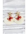 Yengeç Model Yıldız Detaylı Sedefli Kadın Küpe