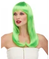 Yeşil Renk Uzun Düz Parti Peruğu