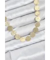 Yuvarlak Plaka Model Gold Renk Kadın Kolye