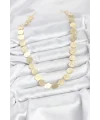 Yuvarlak Plaka Model Gold Renk Kadın Kolye