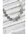 Yuvarlak Plaka Model Gümüş Renk Kadın Kolye