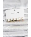 Zirkon Taşlı Gold Renk Pirinç Kadın Küpe Seti