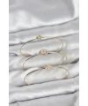 Zirkon Taşlı Gold Renk Tek Taş Model 3lü Kadın Bileklik Kombini