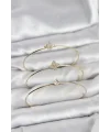 Zirkon Taşlı Gold Renk Yonca Model 3lü Kadın Bileklik Kombini