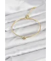 Zirkon Taşlı Yonca Model Gold Renk Kadın Bileklik