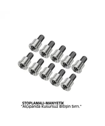 10 Adet Alçıpan Bits Uç Seti - Manyetik Ph2 Krom Çelik 25mm Vidalama Başlığı
