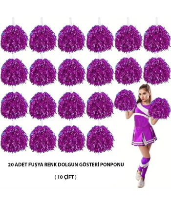 10 Çift ( 20 Adet ) Fuşya Renk 23 Nisan 19 Mayıs 29 Ekim Okul Gösteri Ponponları