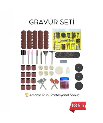 105 Parça Profesyonel Çok Amaçlı Zımpara Taşlama Gravür Kesme Cilalama Uç Seti Dremel Uyumlu