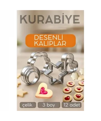 12li Kurabiye Kalıbı Seti Profesyonel Şef Paslanmaz Çelik  | Mutfak Sanatınızın Vazgeçilmezi