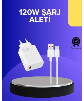 120 Watt Hızlı Şarj Adaptörü Samsung S20 S21 S22 S23 Uyumlu