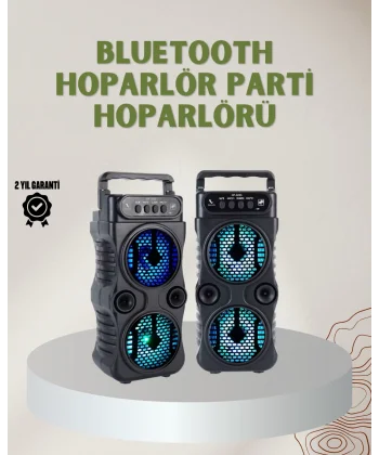 1200 mAh Şarjlı LED Işıklı Bluetooth Hoparlör – FM Radyolu Hafıza Kart Destekli