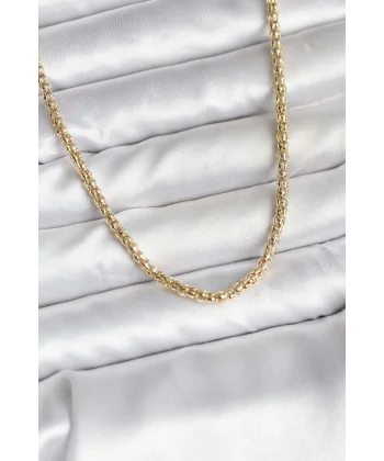 14K Gold Renk Kaplama Boru Zincir Model CM Kadın Kolye