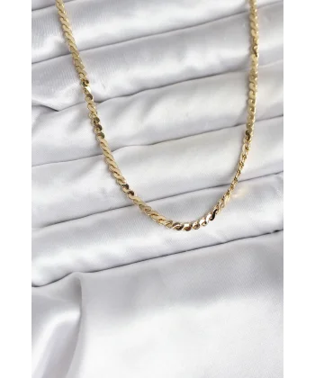 14K Gold Renk Kaplama Ezme Yılan Zincir Model CM Kadın Kolye