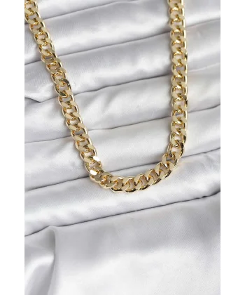 14K Gold Renk Kaplama Kalın Zincir Model CM Kadın Kolye