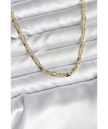 14K Gold Renk Kaplama Plaka Ezme Model Zincirli CM Kadın Kolye