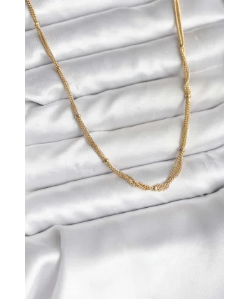 14K Gold Renk Kaplama Topçuk Zincirli Model CM Kadın Kolye