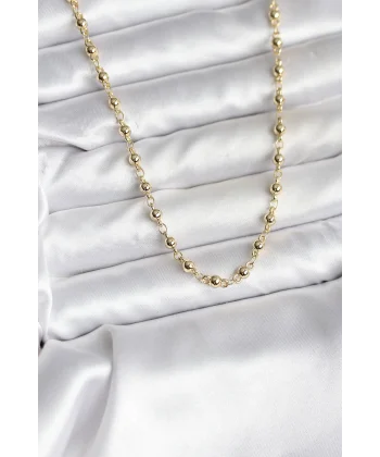 14K Gold Renk Kaplama Topçuklu Zincir Model CM Kadın Kolye