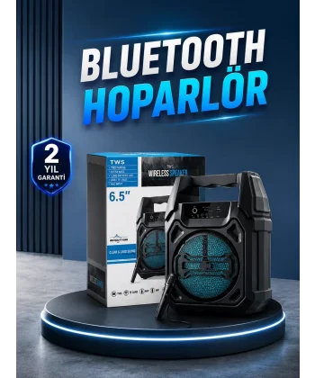 15W Güçlü Ses Çıkışlı Bluetooth Hoparlör FM Radyo ve Mikrofon Destekli
