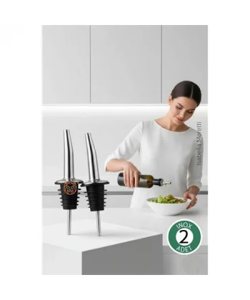 2 Adet Inox Çelik Akıtmaz Yağdanlık Ucu - Profesyonel Şişe Tıpası & Sosluk Başlığı