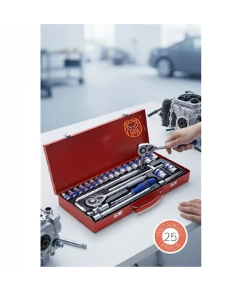 25 Parça Profesyonel Heavy Duty Lokma Takımı - 1/2 Cırcır Kolu ve Çelik Soket Seti (Çantalı)