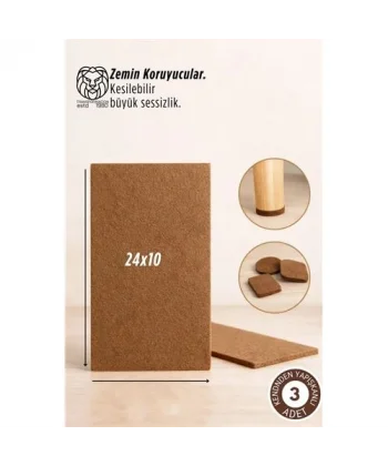 3^lü Premium Zemin Koruyucu Keçe 24x10cm Mobilya Ayak Koruyucu