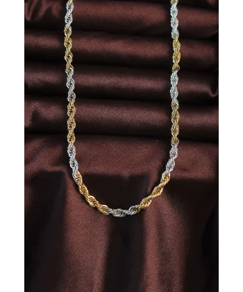 316L Çelik Çift Renk Burgu Tasarımlı Kolye