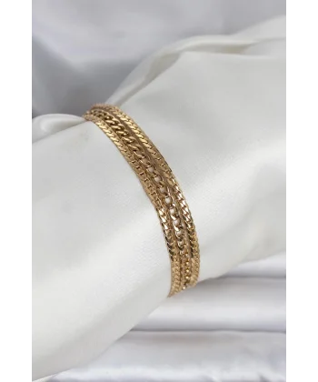 316L Çelik Gold Renk 3lü Kadın Bileklik