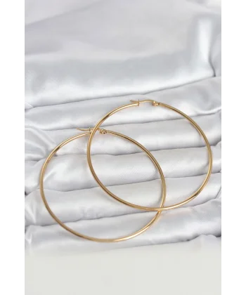 316L Çelik Gold Renk 70 mm Kadın Halka Küpe
