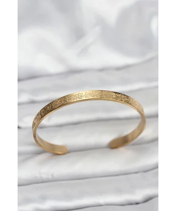 316L Çelik Gold Renk Ayetel Kürsi Yazılı Bileklik