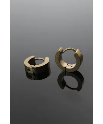 316L Çelik Gold Renk Halka Model Çift Küpe