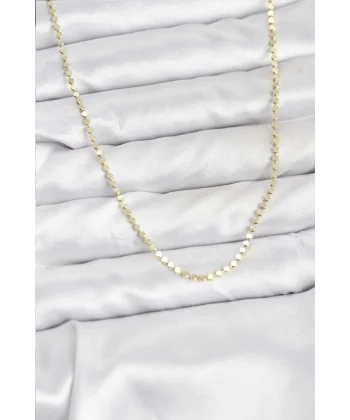 316L Çelik Gold Renk İnce Ezme Zincir Kadın Kolye