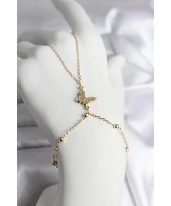 316L Çelik Gold Renk Kelebek Model Kadın Şahmeran